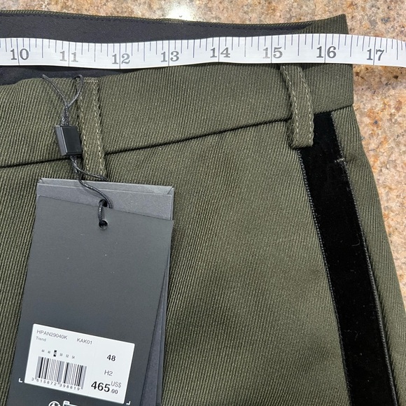 THE KOOPLES Mid-Rise Wide-Leg Trousers FR 48/ US 32 NWT Khaki Color black stripe - Picture 11 of 14